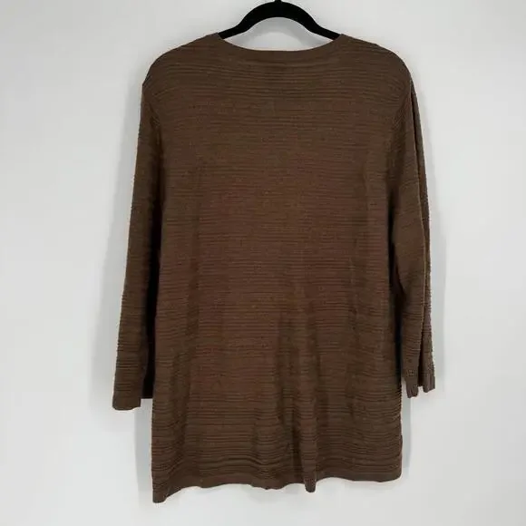 Chicos top womens XL brown cashmere blend 3/4 sleeve fall office workwear casual - Picture 5 of 5